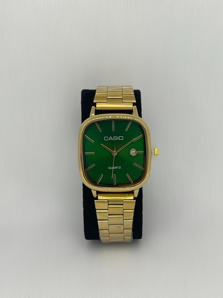 ساعة كاسيو رجالي ميناء أخضر و اطار ذهبي