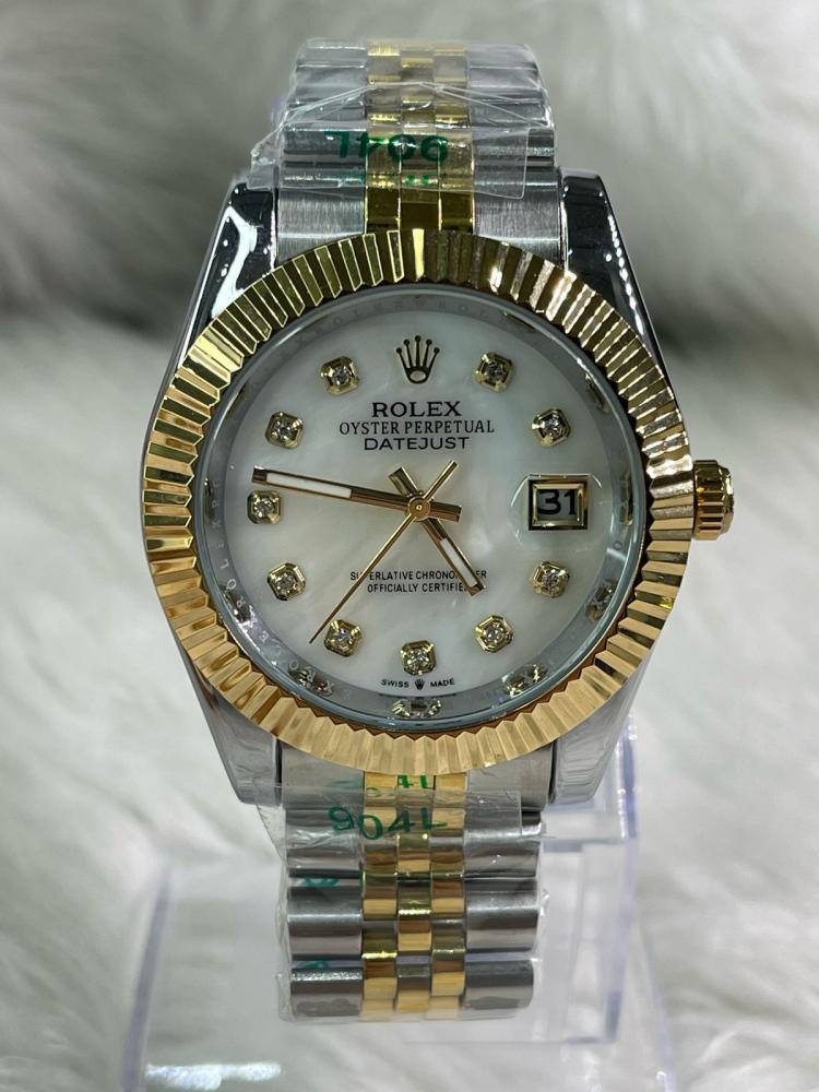 ساعة روليكس ( copy ) رجالي رمادي و ذهبي و ميناء سيراميك