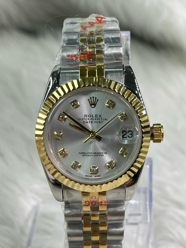ساعة روليكس ( COPY ) نسائي رمادي و ذهبي و ميناء رصاصي