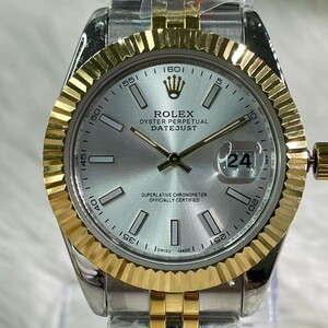 ساعة روليكس ( COPY ) رجالي رمادي و ذهبي