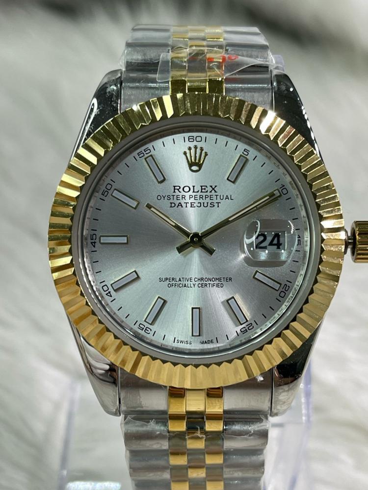 ساعة روليكس ( COPY ) رجالي رمادي و ذهبي