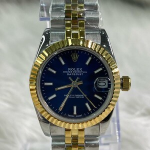 ساعة روليكس ( COPY ) نسائي ميناء أزرق غامق اطار رمادي و ذهبي