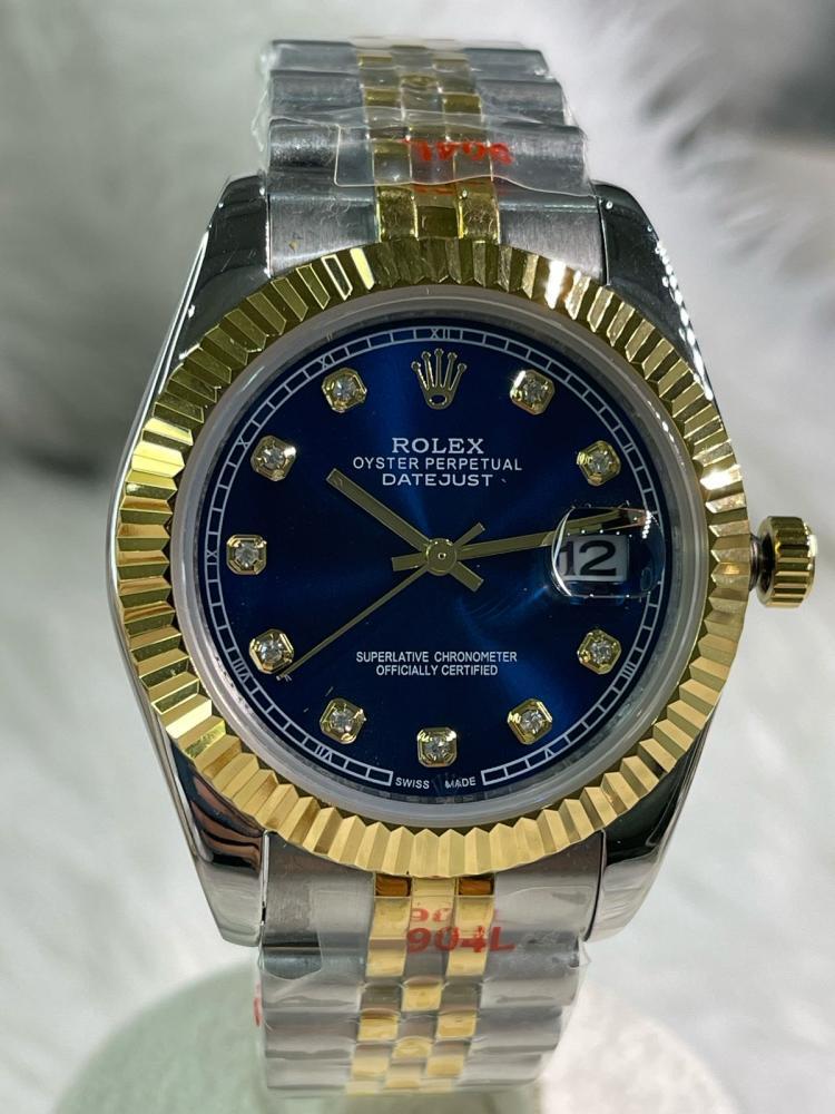 ساعة روليكس ( COPY ) رجالي رمادي و ذهبي ميناء أزرق