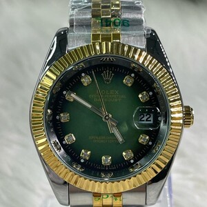 ساعة روليكس ( COPY ) رجالي ميناء أخضر فاتح رمادي و ذهبي