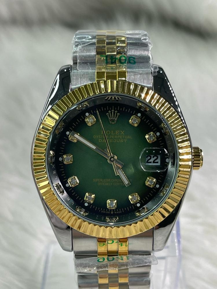 ساعة روليكس ( COPY ) رجالي ميناء أخضر فاتح رمادي و ذهبي