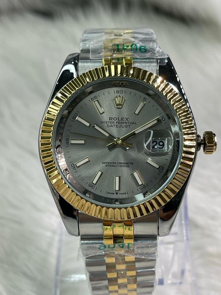 ساعة روليكس ( COPY )رجالي رمادي و ذهبي
