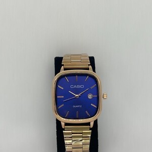 ساعة كاسيو رجالي اطار نحاسي ميناء أزرق