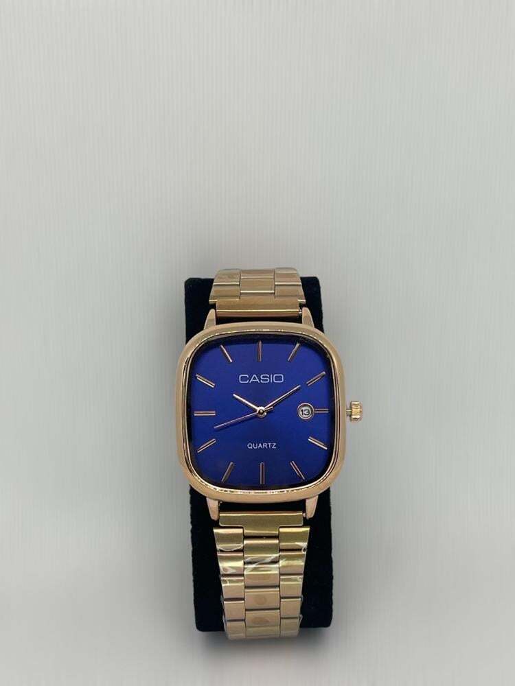 ساعة كاسيو رجالي اطار نحاسي ميناء أزرق