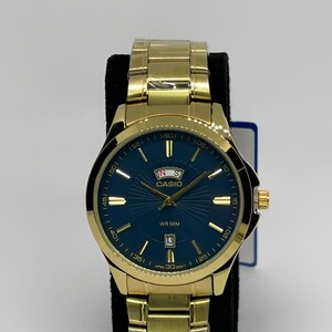 ساعة كاسيو رجالي اطار ذهبي ميناء كحلي