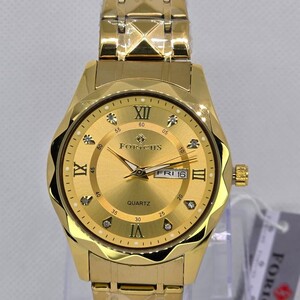 ساعة رجالي كوارتز ذهبي بالكامل