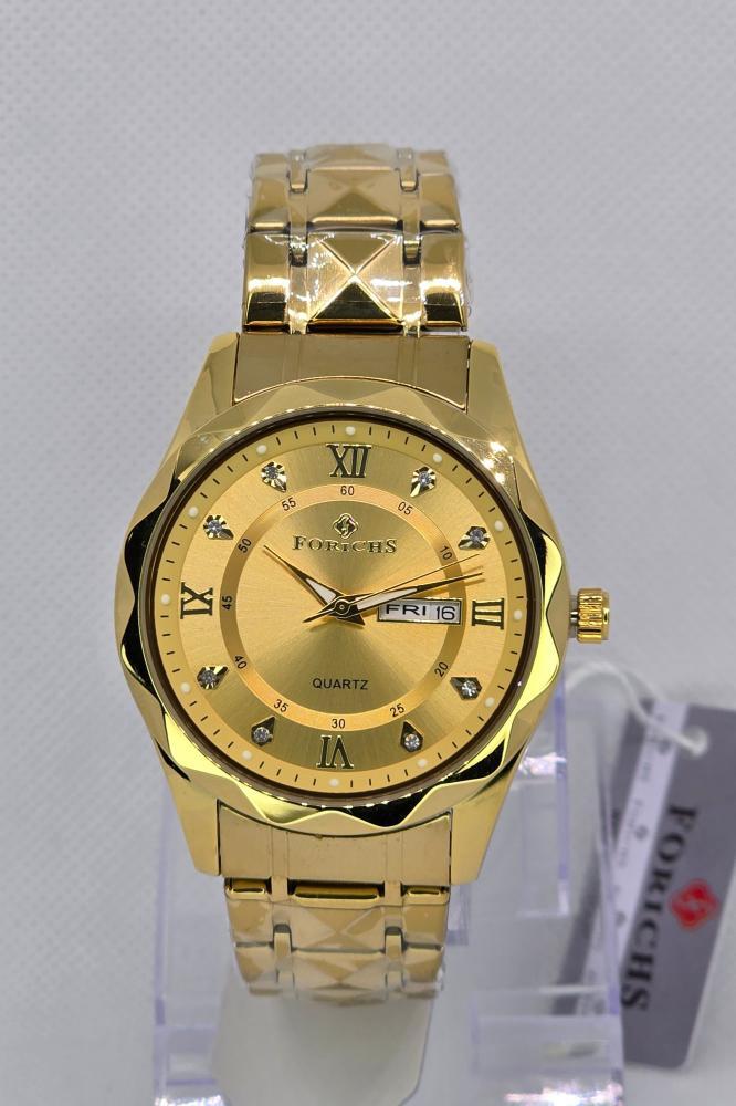 ساعة رجالي كوارتز ذهبي بالكامل