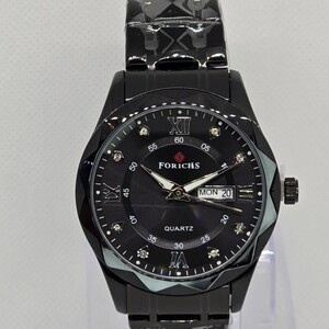 ساعة رجالي كوارتز أسود تيتانيوم بالكامل