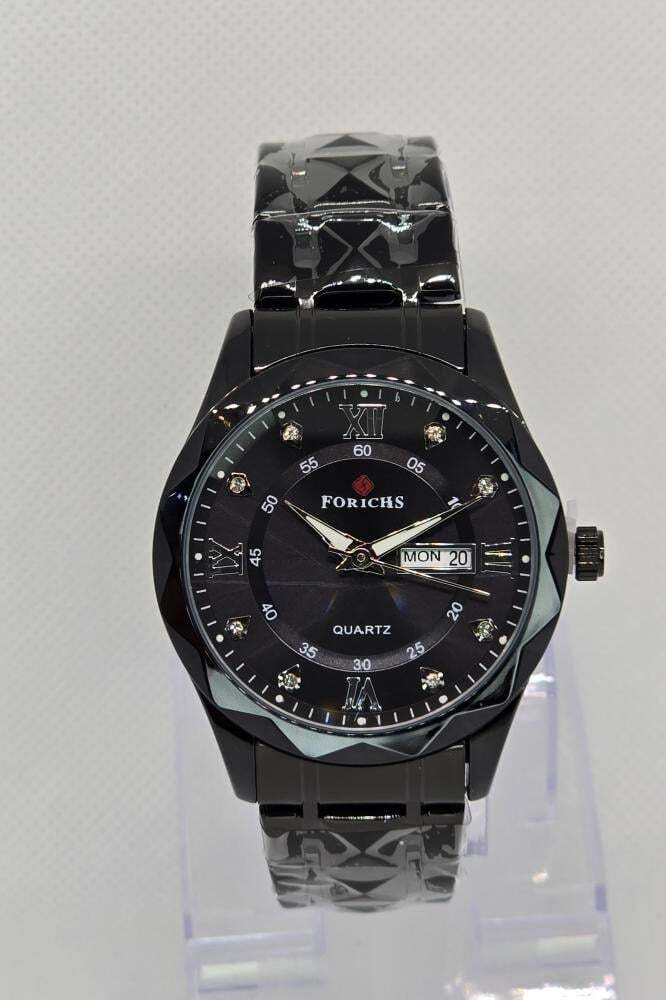 ساعة رجالي كوارتز أسود تيتانيوم بالكامل