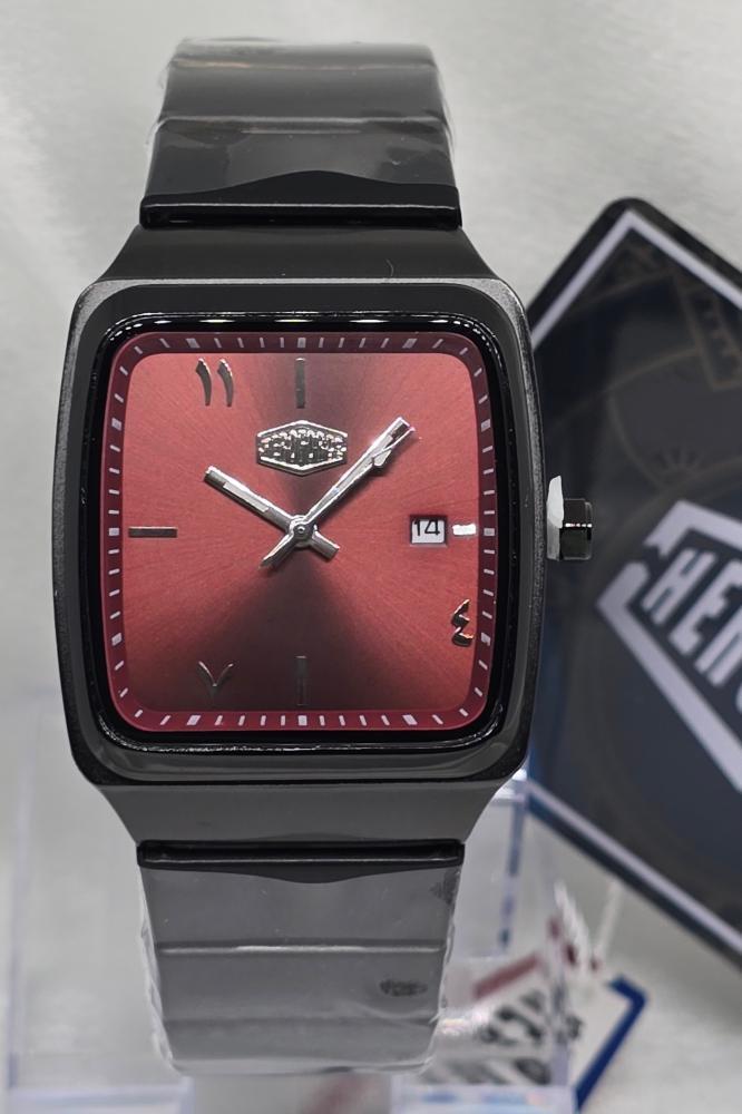 ساعة رجالي كوارتز إطار أسود تيتانيوم و ميناء عودي