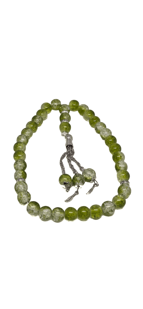 سبحة صلاة كرستالية نسائية33 قطعة زيتي و شفاف