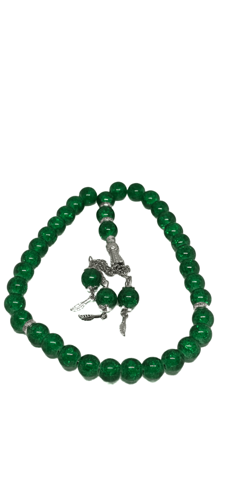 سبحة صلاة كرستالية نسائية 33 قطعة اخضر زمردي