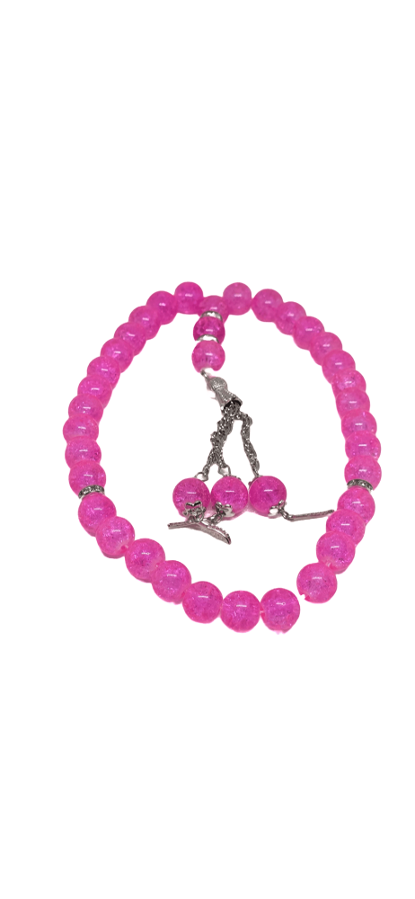 سبحة صلاة كرستالية نسائية 33 قطعة وردي