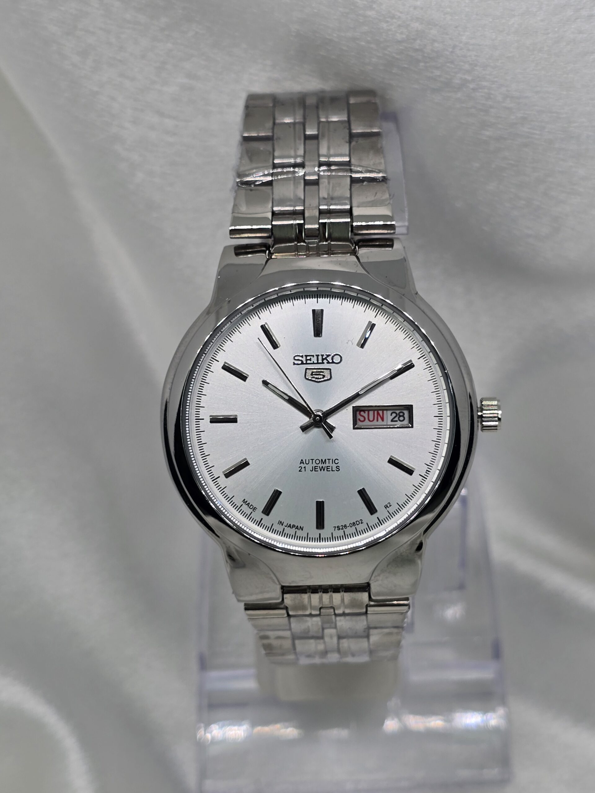 ساعة SEIKO اوتوماتيك رجالي اطار رمادي و ذهبي